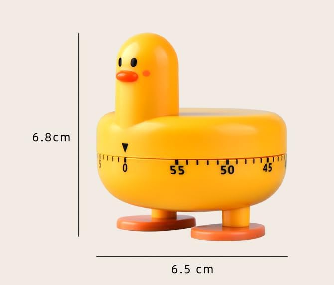 Cooking Timer Cute Duck Kitchen Timer 60 Minute Wind Up Mechanical Rotating Alarm for Kitchen Cooking Baking (Yellow)