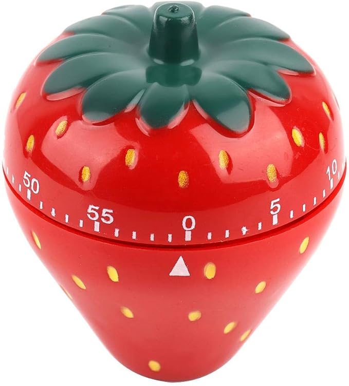 Jadeshay Kitchen Timer Strawberry Shaped, 60 Minutes Kitchen Timer Mechanical Time Reminder Kitchen Accessorie for Cooking