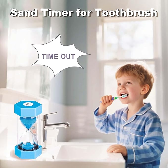 Hourglass Sand Timer 5 Minute, Plastic Unbreakable Hexagon Hourglass Sand Clock 5 Min, Reloj De Arena 5 Minutos, Colorful Hour Glass Sandglass for Classroom Games Kitchen (Blue)