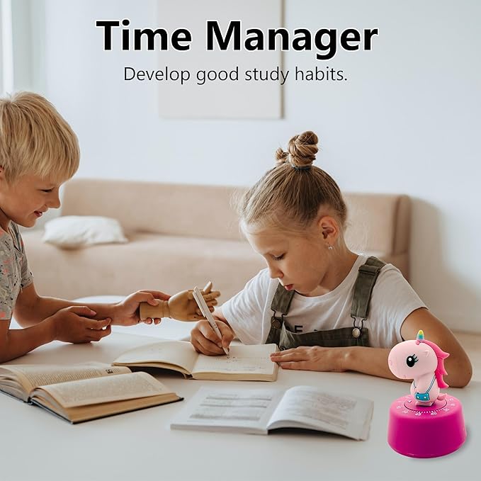 Timers, Classroom Timer for Kids, Kitchen Timer for Cooking, Desk Time Tracker, Small Mechanical Timer for Study, Workout, Shower, Baking Countdown (Pink Unicorn)