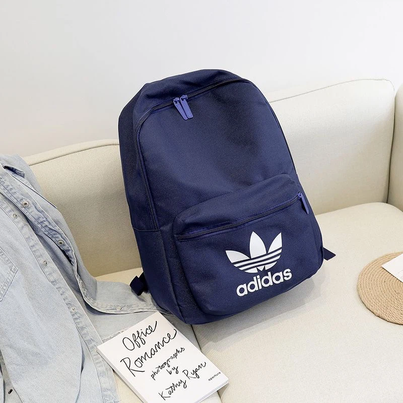 Navy Blue Trefoil Logo Backpack Unisex Student Travel School Daypack